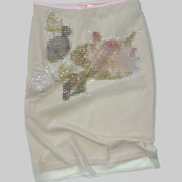 스컬프터 미디스커트 애플 L(새상품)