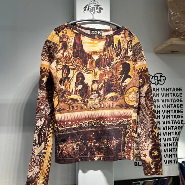 장폴고티에 90s 아메리칸인디언 풀 프린팅 롱슬리브