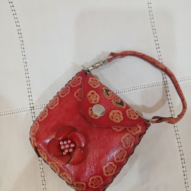 80년대 빈티지 핸드메이드 가죽 동전지갑