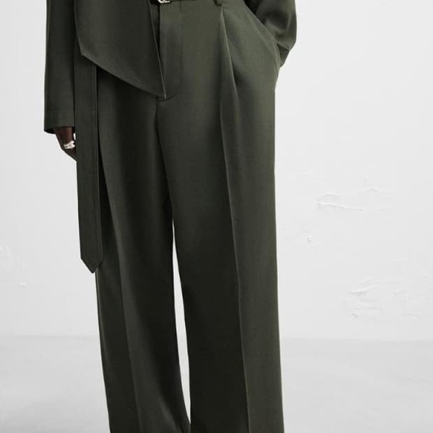 자라x나누시카 벨티드 플리츠 트라우저[32]