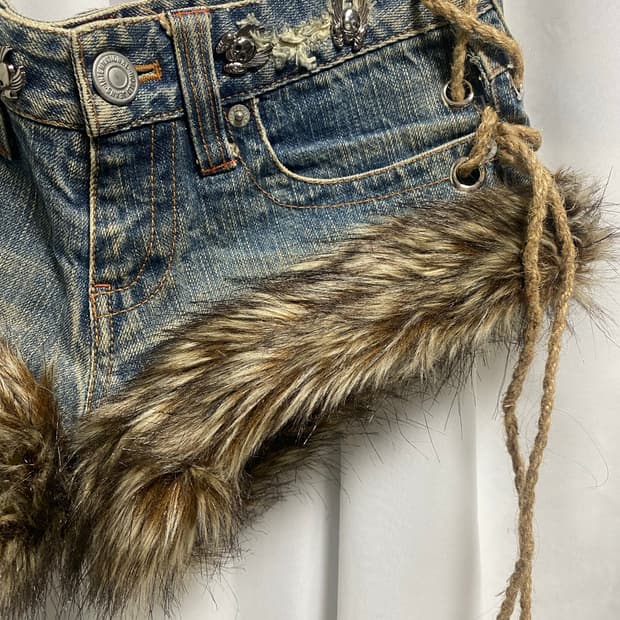 퍼 반바지 퍼 숏츠 y2k 고딕 펑크 그런지 페어리 fur