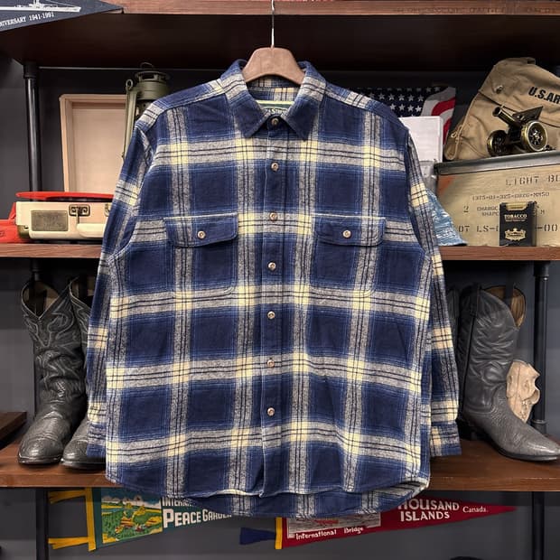 필드앤스트림 헤비 플란넬 블루 옴브레 타탄체크 워크셔츠 N878