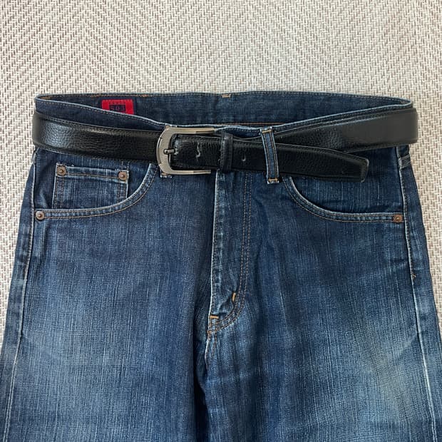 빈티지 실버버클 레더 벨트 