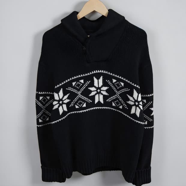 105 POLO 폴로 랄프로렌 노르딕 숄카라 니트 블랙