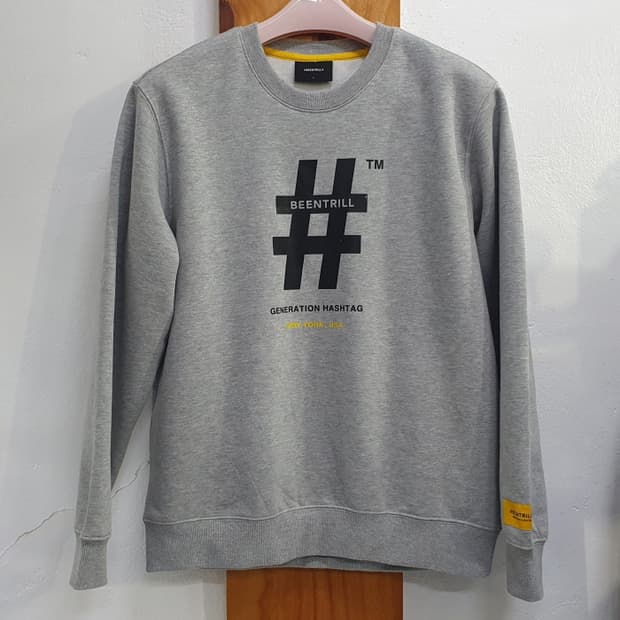 빈트릴 기모 맨투맨 해시태그 남여공용(100)