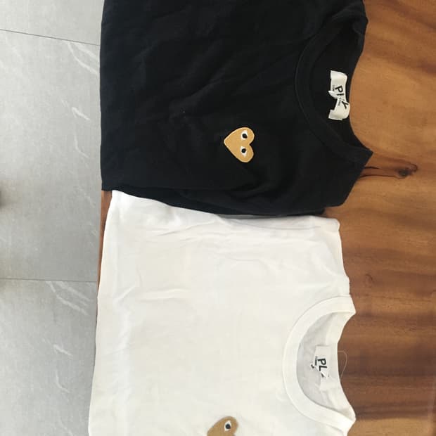 꼼데가르송 흰색 엠 검정 라지