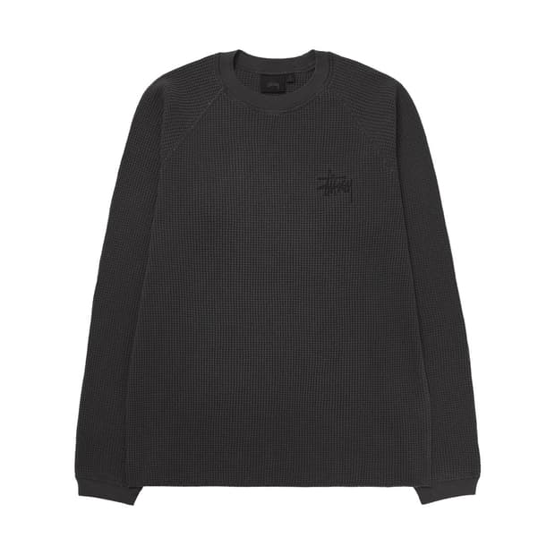 스투시 래글런 써멀 롱슬리브 워시드 블랙 XL