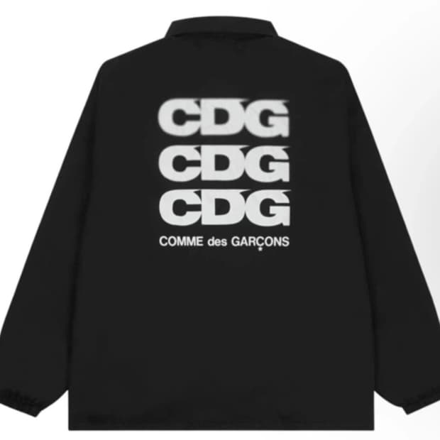 CDG 로고 코치 자켓 블랙