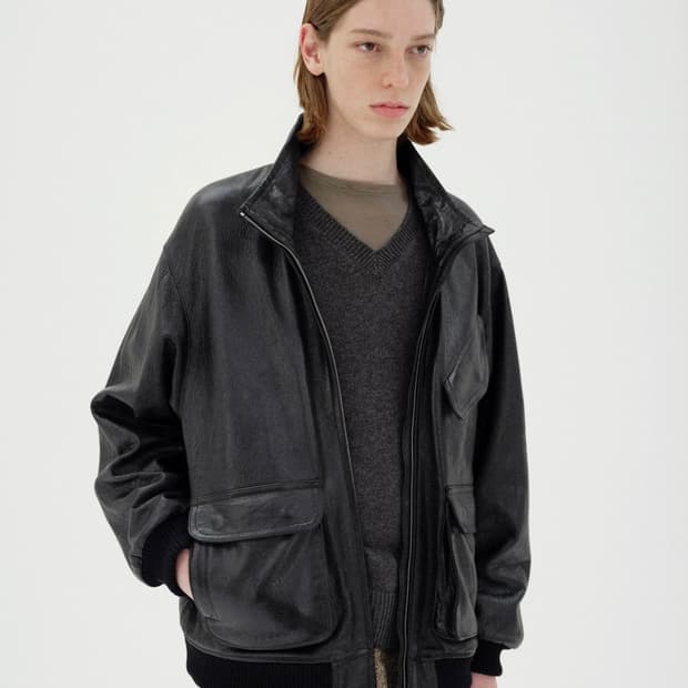 25aw Auralee 오라리 램 레더 집 블루종 lamb leather