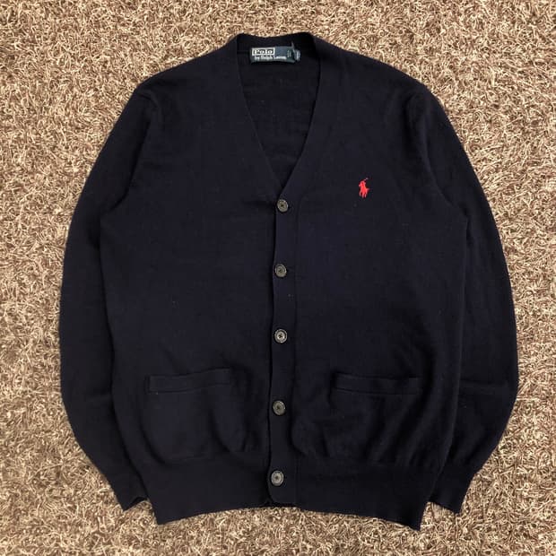 폴로 랄프로렌 울 엘보우 패치 가디건