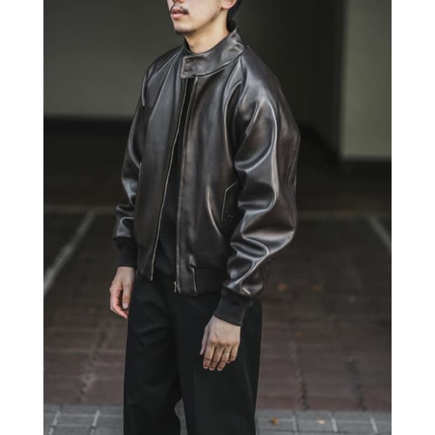 23aw Leather Harrington Jacket