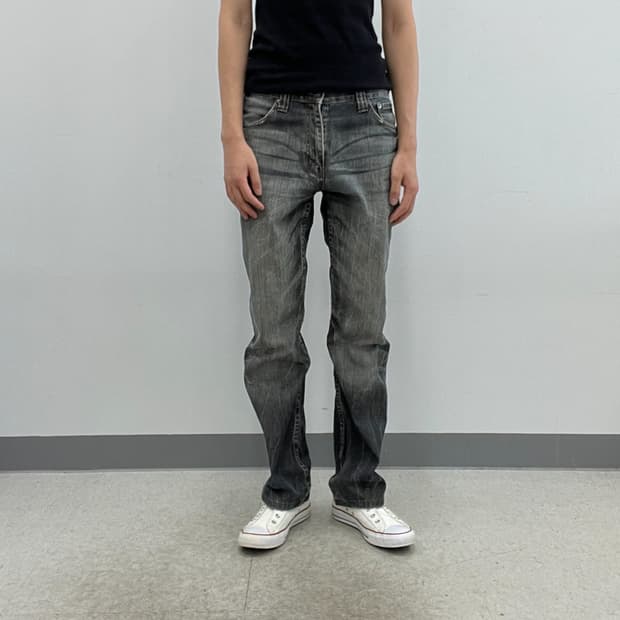 Male&co 빈티지 흑청 워싱 데님 팬츠 XL