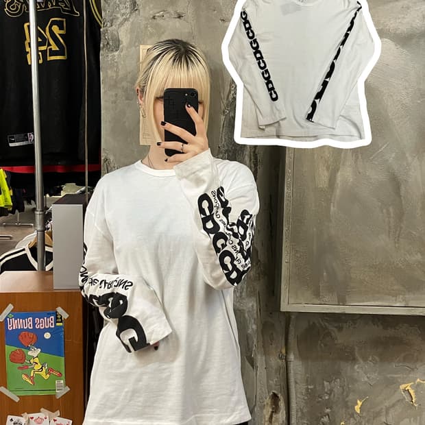 CDG 긴팔티셔츠 화이트 XL  #csz1899  𝑆𝑖𝑧𝑒 어깨 