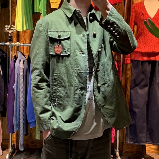 50 DSQUARED 디스퀘어드2 페인팅 써클버튼 카키 야상 자켓