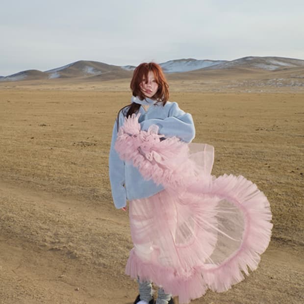 프레클 하네스 튤 롱 드레스 핑크