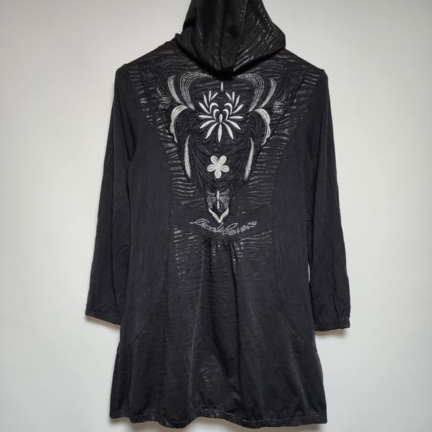 Y2k 고딕펑크 지뢰계 다크웨어 롱 후드 슬리브