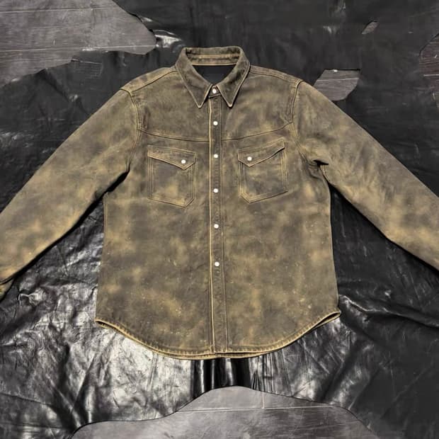 램스킨 워싱 레더 셔츠 자켓