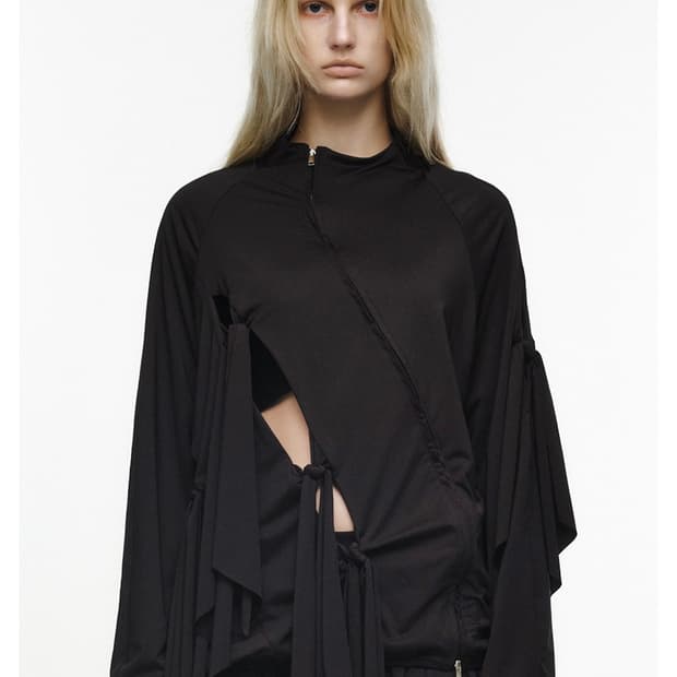 나체 TIE JERSEY JACKET BLACK