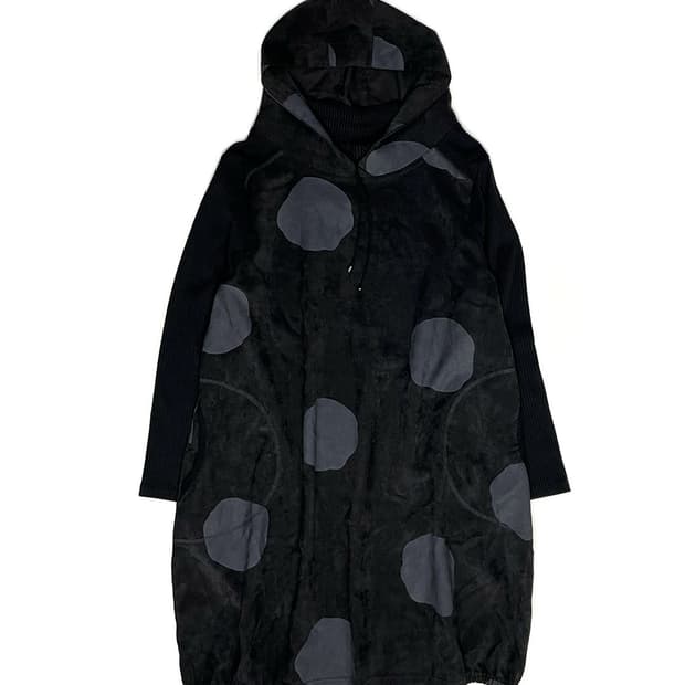 vintage 도트 후드 원피스 탑 