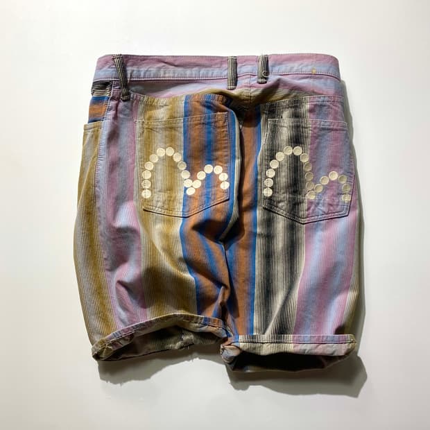 [34] Evisu 에비수 멀티 스트라이프 셀비지 쇼츠