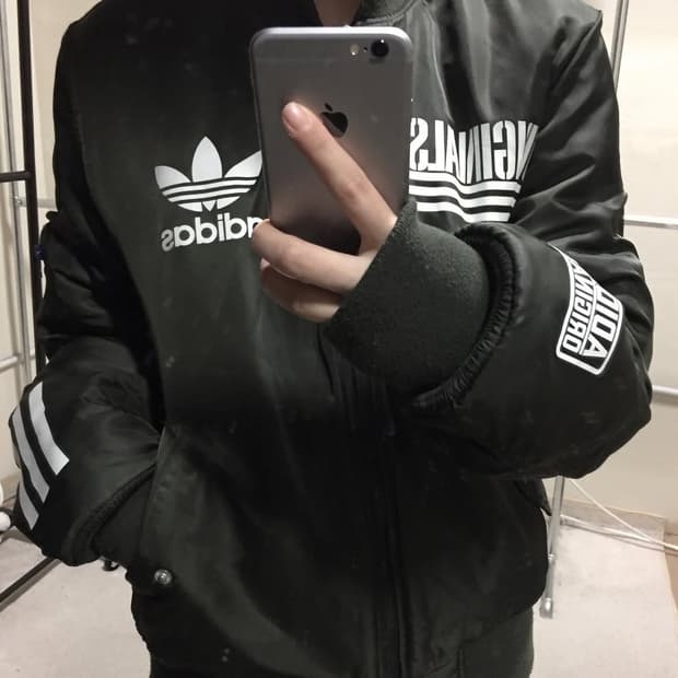 아디다스 카키 항공점퍼 패딩 자켓 85