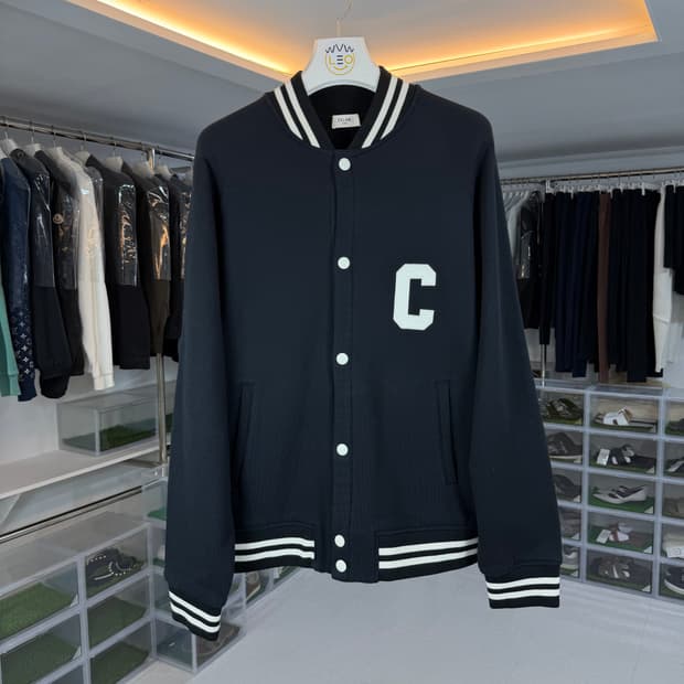 [리오브] 셀린느 테디 백로고 컬리지 바시티 자켓