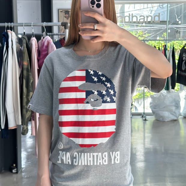 베이프 성조기 빅사루 반팔티