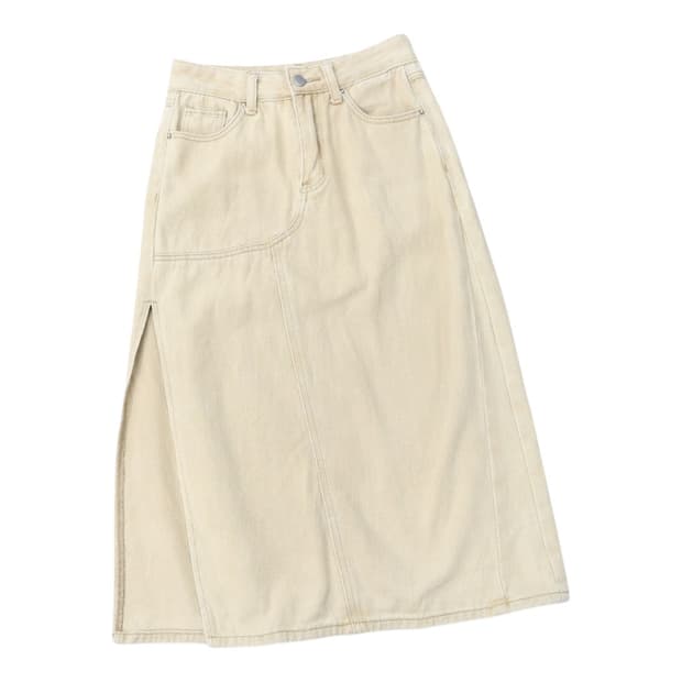 Dazy 데이지 빈티지 워싱 사이드 슬릿 데님 스커트 (S)