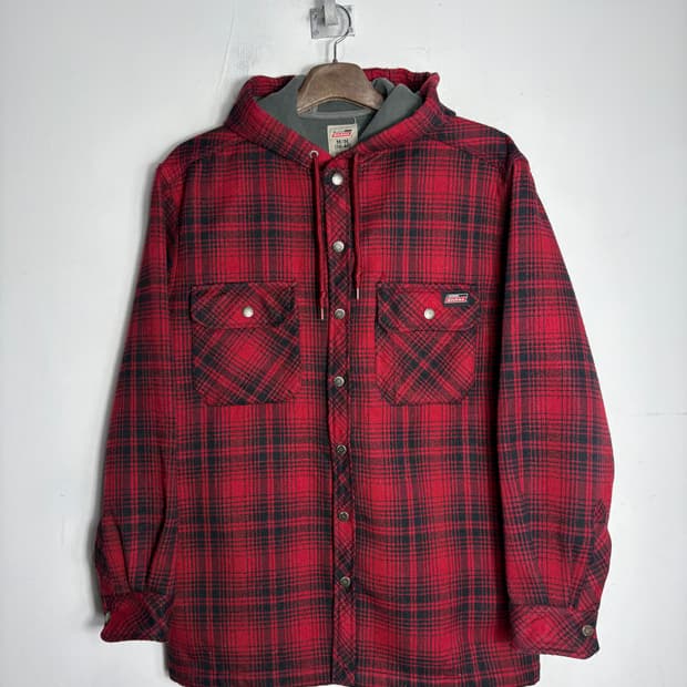 Dickies 디키즈 레드 체크 후드 자켓