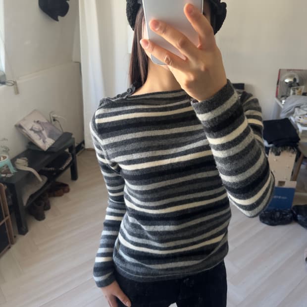 [Belle Maison] border wool blend knit