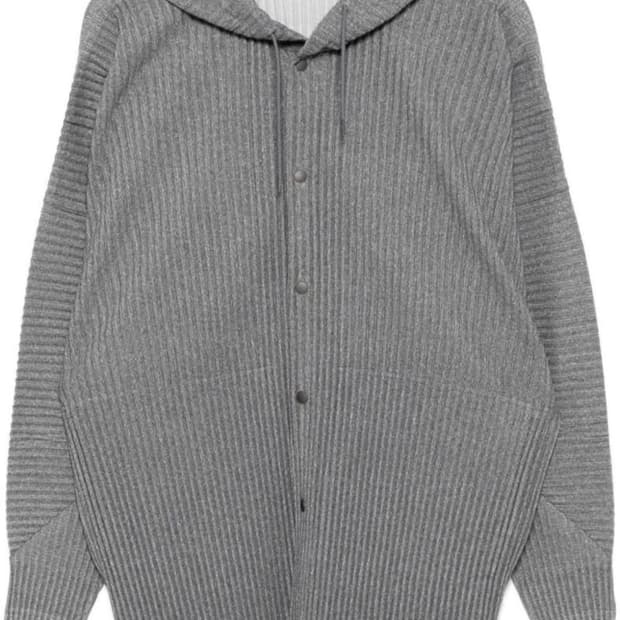 옴므플리세 이세이미야케 그레이 헤더 플리츠 후드