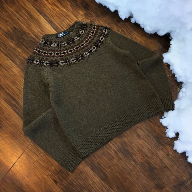 폴로 노르딕 페어아일 울 니트 스웨터 (M) 카키