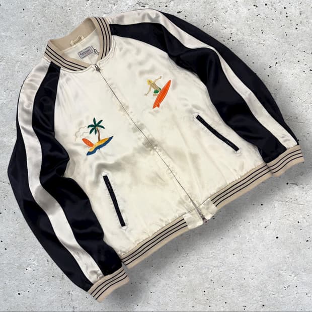 [XL] 커버낫 서핑 자수 블랙 화이트 봄버 자켓 B233
