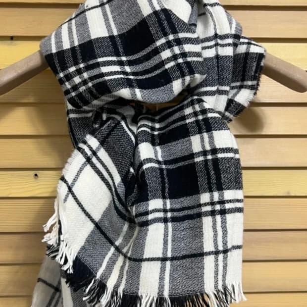 폴로랄프로렌 블랙체크 울코튼머플러 
