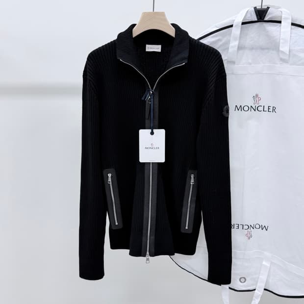 [미사용/선물가능] 몽클레어 트리콧 니트 집업 가디건 블랙 L
