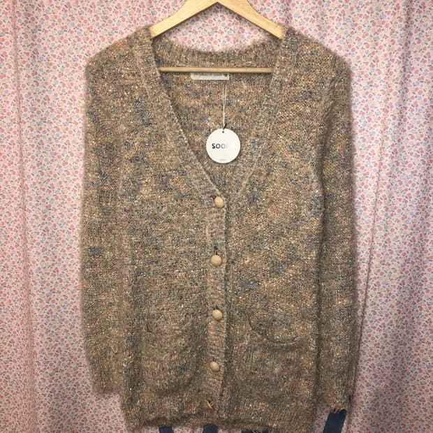 Rainbow boucle cardigan