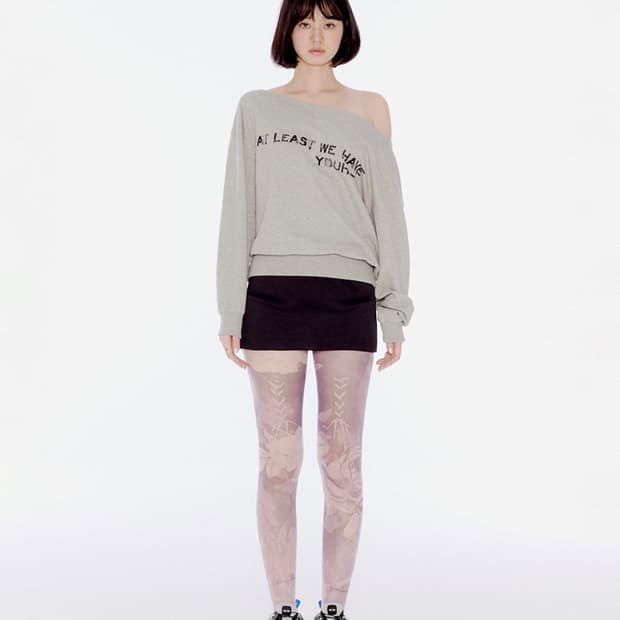 유희 OFF SHOULDER SWEATSHIRTS MELANGE GREY