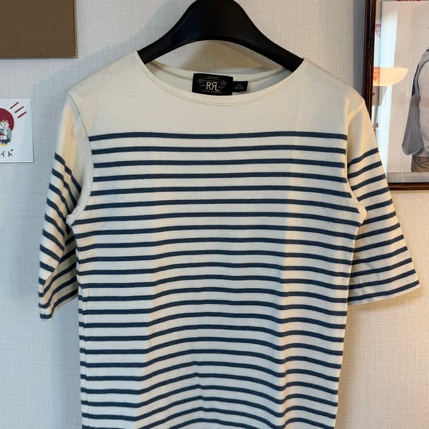 (XS)RRL 더블알엘 스트라이프 보트넥 바스크 셔츠 반팔티