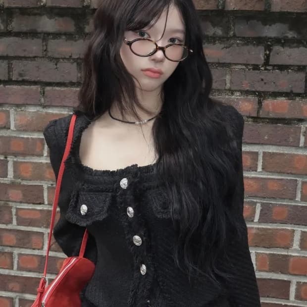 모디무드 트위드 코트 자켓 블랙