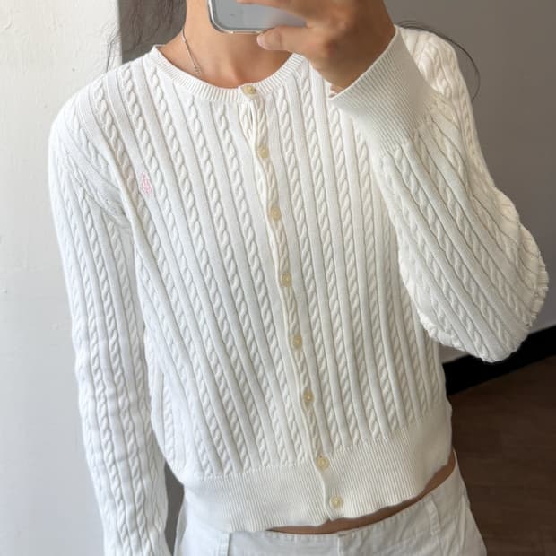 폴로랄프로렌 QR 라벨 케이블 가디건