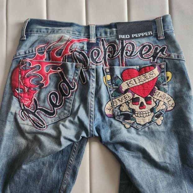 에드하디 x 레드페퍼 y2k 데님팬츠