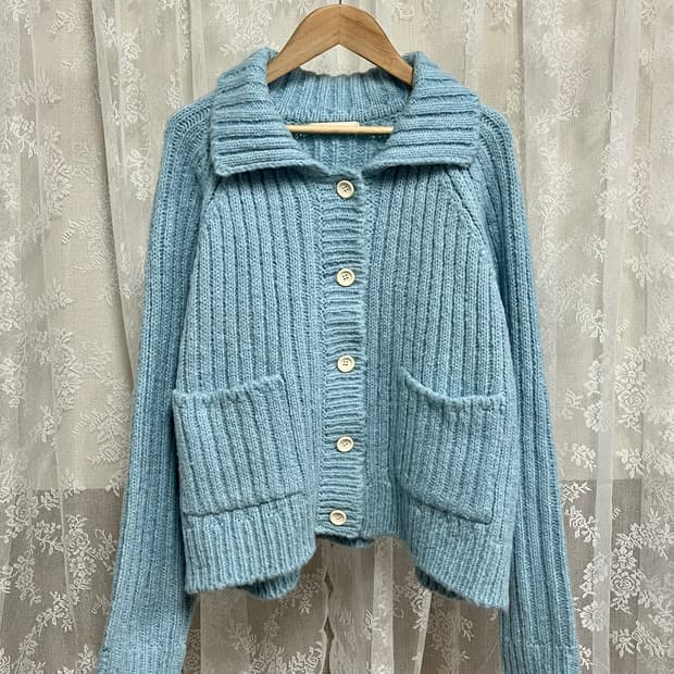 F) 슬로우비 제평 도매택 카라 니트 가디건 소라