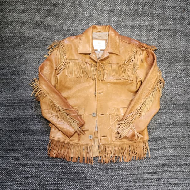 바나나리퍼블릭 가죽 프린지 자켓