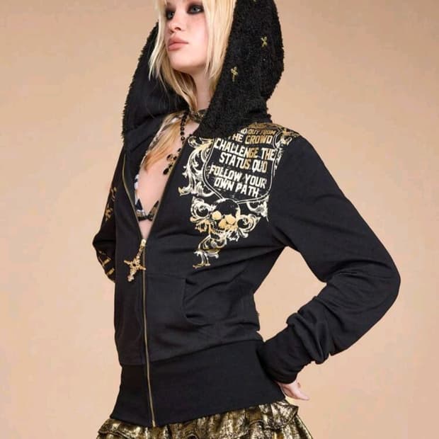 쉬인 롬위 오네갸루 고스펑크 날개 후드집업