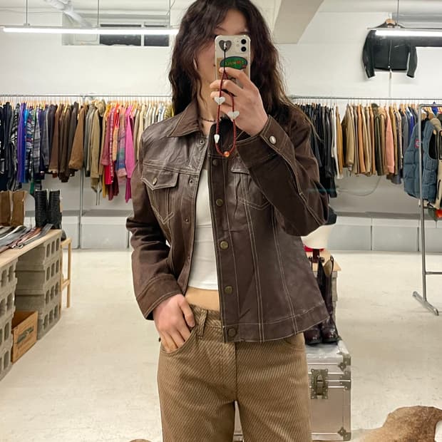 VTG leather denim jacket 빈티지 레더 데님자켓