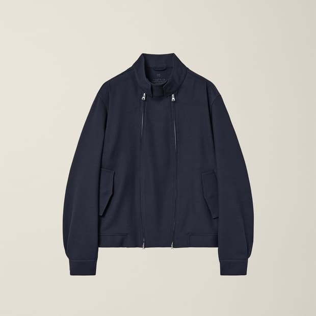 DOUBLE ZIP HARRINGTON JACKET (NAVY)
