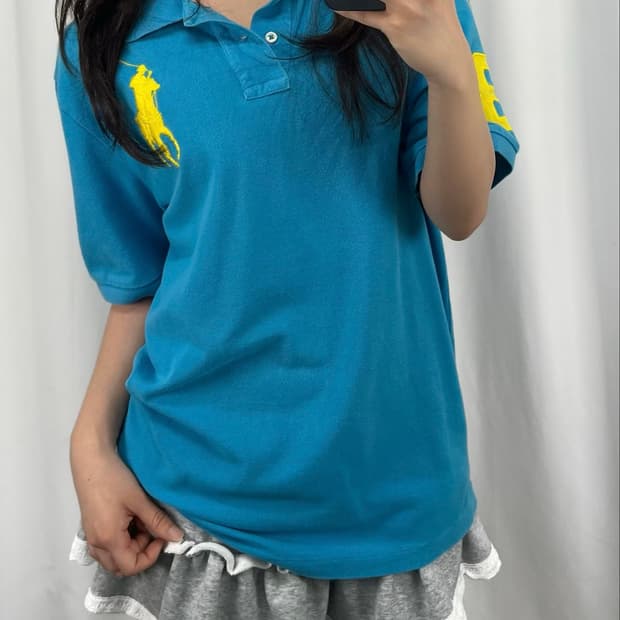폴로 스카이블루 빅포니 반팔 PK 카라티