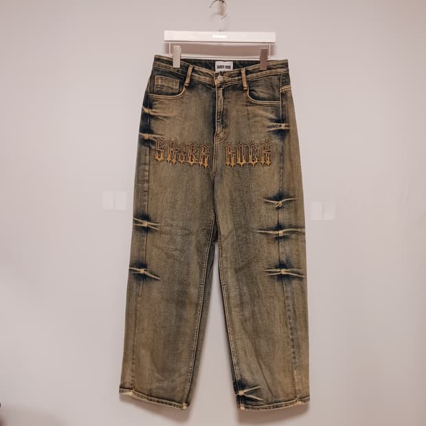 스케이터락 와이드 데님팬츠