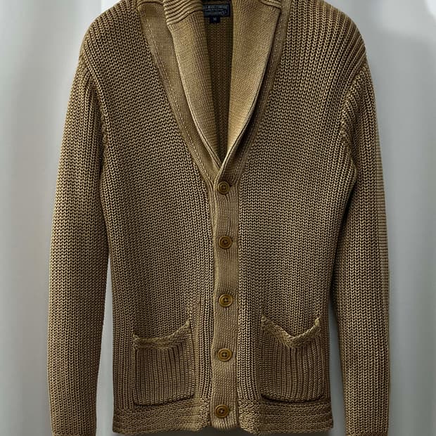 폴로 랄프로렌 탄베이지 피그먼트 워시드 코튼 셔들 니트 자켓