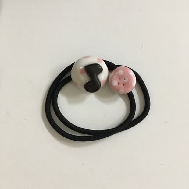 헤이세이 도트 세라믹 음표  머리끈 세트